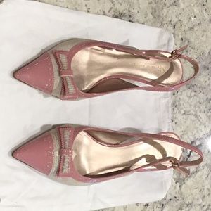 Pink / multi-colored 3inch sling-back patent pumps